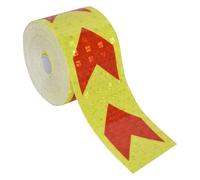 5cm x 10m Reflective Tape, High Intensity Self-Adhesive Safety Strips, Fluorescent Yellow/Red Arrow Crystal Grid Waterproof Ideal for Bikes Vehicles Trailers Driveways & Industrial Hazard Marking