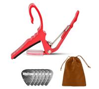 5Core Capo Quick Change Aluminum Acoustic Electric Guitar String Metal Spring Universal Clip Banjo Mandolin Or Ukulele + 6Pcs Guitar Picks Celluloid Puas Para Guitarra + Carry Bag - CAPO AL RED