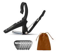 5Core Capo Quick Change Aluminum Acoustic Electric Guitar String Metal String Universal Clip Banjo Mandolin Or Ukulele + 6Pcs Guitar Picks Celluloid Puas Para Guitarra + Carry Bag - CAPO AL BLK