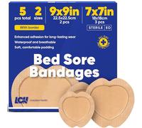 5CT Mixed Wound Dressings - 7" x 7" & 9" x 9" Waterproof Sacral Foam Dressings for Pressure Sores - Sterile Silicone Bandages for Wounds - Bed Wound Protection