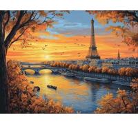 5D Adult Diamond Painting Set, Sunset At The Eiffel Tower in Paris DIY Crystal Mosaic Embroidery Kits, Suitable for All Ages, Living Room, Bedroom, Office Decoration, Female Gift 70x90cm YN0N-739