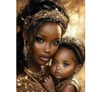 5D African American Black Girl and Baby Diamond Art 12x16 Inch Full Drill Diamond Painting Kits for Adults & Beginners - DIY Art Crafts for Relaxation and Home Wall Decor 608