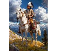 5D American Native Indian Horse Diamond Art 12x16 Inch Full Drill Diamond Painting Kits for Adults & Beginners - DIY Art Crafts for Relaxation and Home Wall Decor 1299