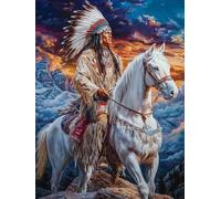 5D American Native Indian Horse Diamond Art 12x16 Inch Full Drill Diamond Painting Kits for Adults & Beginners - DIY Art Crafts for Relaxation and Home Wall Decor 1300