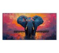 5D Animal Elephant Diamond Art Kits Adults, Full Drill Crystal Rhinestones Embroidery Craft Set, Cross Stitch Kits for Adults Beginner, Gems Art Diamond Painting for Room Decor Gift 12x24in J26-784