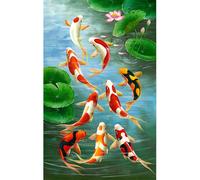 5D Art Round Full Diamond Carp Kits Embroidery Home Decors