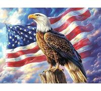 5D Bald Eagle with American Flag Diamond Art 12x16 Inch Full Drill Diamond Painting Kits for Adults & Beginners - DIY Art Crafts for Relaxation and Home Wall Decor 323