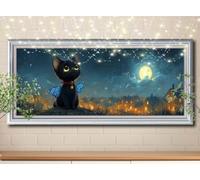 5D Black Cat,Moon Diamond Painting,Full Drill Diamond Art Painting Kit for Adults large 70x140cm,DIY Cross Stitch Rhinestone Arts Picture,Crystal Art Kits for Kids Gifts Home Wall Decoration 58Y-6415