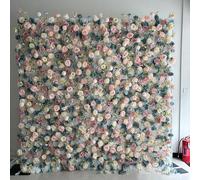5D Blue fresh rose cloth-based artificial flower wall, wedding decoration background wall, suitable for shopping mall windows/indoor and outdoor event props(3 * 3m/9.8 * 9.8FT)