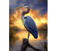 5D Blue Heron Bird Diamond Art 12x16 Inch Full Drill Diamond Painting Kits for Adults & Beginners - DIY Art Crafts for Relaxation and Home Wall Decor 368