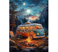 5D Campervan Campfire Diamond Art 12x16 Inch Full Square Drill Kits for Adults and Crafts for Gifts and Home Wall Decor 381