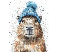 5D Capybara Wearing a Blue Hat Funny Diamond Art 12x16 Inch Full Drill Diamond Painting Kits for Adults & Beginners - DIY Art Crafts for Relaxation and Home Wall Decor 1428