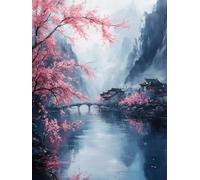 5D Cherry Blossoms Diamond Painting Kits for Adults, Valley Square Diamond Art Kit for Beginners, DIY Square Full Drill Crystal Cross Stitch Embroidery Craft Kits, for Home Wall Decor 16x20inch -2546
