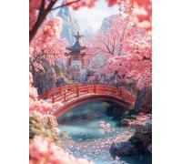 5D Chinese Style Peach Blossom Diamond Art 12x16 Inch Full Drill Diamond Painting Kits for Adults & Beginners - DIY Art Crafts for Relaxation and Home Wall Decor 1429