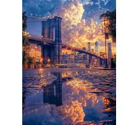 5D City Diamond Painting Kits for Beginners Adults, DIY Landscape Diamond Art Kits, Square Full Drill Gem Art Crafts, Crystal Embroidery Cross Easy Kits for Home Wall Decor 32x40inch（PF-55773）