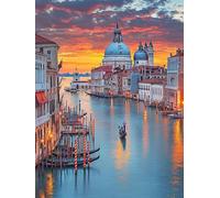 5D City Diamond Painting, Sunset Diamond Art Kits Adults, DlY Square Full Drill Crystal Art Embroidery Cross Easy Kits for Adults Beginner, Arts and Crafts for Home Wall Decor 24x32inch（PF-55808）