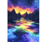 5D Colorful Diamond Painting, Lake Water Diamond Art Kits Adults DIY Square Full Drill Crystal Art, Beginners Kids Gem Arts Painting and Crafts Kits for Home Wall Decor Women Gifts 40x50cm O4-716