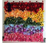 5D Colorful rainbow theme cloth-based artificial flower wall, wedding background plant wall suitable for photography/indoor and outdoor decoration/shopping mall windows(2.4 * 2.4m/7.8 * 7.8FT)