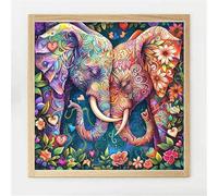 5D Couple Elephant Diamond Painting Kits for Adults Beginner,Full Drill Rhinestone Embroidery Diamond Art,DIY Canvas Diamond Dots Paint by Numbers for Living Room Decor Gifts Round Drill30x30cm