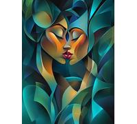 5D Diamond Art Abstract Diamond Painting, Kiss DIY Cross Stitch Kits for Adults, Full Drill Crystal Art Crafts Painting Picture, Hobbies for Adults Women, Home Wall Decor Gifts 100x130cm 9-8996