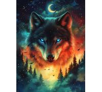 5D Diamond Art Animal, DIY Diamond Painting Kits for Adults, Round Full Drill Wolf Dimond Art, Crystal Arts and Crafts for Adults Beginners Canvas Wall Arts for Room Decor Gifts 32 x 44 Inch O4-11