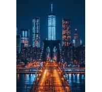 5D Diamond Art Brooklyn Bridge Diamond Painting, Night View DIY Cross Stitch Kits for Adults, Full Drill Crystal Art Crafts Painting Picture, Hobbies for Adults Women, Home Wall Decor 60x70cm A-1825