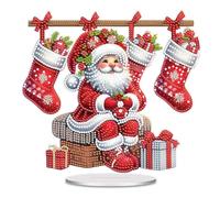 5D Diamond Art Christmas Ornaments Kits, DIY Creative Diamond Art Desktop Ornament, Christmas Special Shaped Crystal Diamond Art Painting Tabletop Home Office Decor-07-Santa Claus