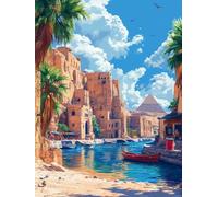 5D Diamond Art Egypt Diamond Painting, Landscape DIY Cross Stitch Kits for Adults, Full Drill Crystal Art Crafts Painting Picture, Hobbies for Adults Women, Home Wall Decor Gifts 90x120cm 1-2871