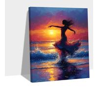 5D Diamond Art Girl Diamond Painting Sunset DIY Round Full Drill Painting Kits for Adults Beginners，Mosaic Gem Art Rhinestone Embroidery Crystal Cross Stitch，Home Decor Women Hobby Gift 12x16in KL-124