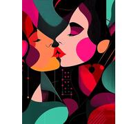 5D Diamond Art Kiss Diamond Painting, Abstract DIY Cross Stitch Kits for Adults, Full Drill Crystal Art Crafts Painting Picture, Hobbies for Adults Women, Home Wall Decor Gifts 100x130cm Z-4694
