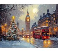 5D Diamond Art Kit, Bus Christmas Tree, DIY Full Diamond Painting Gemstone Embroidery, Suitable for by Adults and Children, Home Wall Decoration, New Year Gift 100x140cm YY1N-170