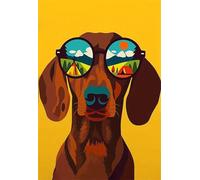 5D Diamond Art Kit for Adults Dog,Diamond Painting Kits for Beginner Dachshund,Gem Art,Crystal Art Kits Round Drill for Home Wall Decor Gifts for Women,Men (Dog Wearing Sunglasses)