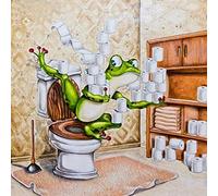 5D Diamond Art Kit for Adults or Kids,Frog in Bathroom Toilet Roll Paper Towel Full Drill Paint with Diamond Art Animal Butterfly Painting by Number Kits Home Wall Decor 11.8x11.8 inch