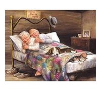 5D Diamond Art Kit Old Couple in Bed Diamond Painting Kits Cross Stitch Arts Full Drill Rhinestone Embroidery Craft for Home Wall Decor 11.8 X 15.7 Inch,Not Frame