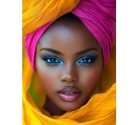 5D Diamond Art Kits Adults African Woman Diamond Painting Accessories, Eye Full Drill Cross Stitch Embroidery Sequin Gem Arts and Crafts Paintings for Children Adults, Home Room Decor 50x70cm YI-69