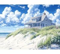 5D Diamond Art Kits Adults Beach Diamond Painting Accessories Cabin Full Drill Crystal Art Gem Gem Cross Stitch Pictures Arts Crafts Embroidery Kit for Beginner Kids Home Wall Decor 45x60cm h-927