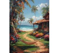 5D Diamond Art Kits Adults Beach Diamond Painting, DIY Paint by Numbers Ocean, Cross Stitch Kits for Adults, Full Drill Crystal Art Mosaic Picture, Painting for Home Wall Decor Gifts 24x28 in A-8711