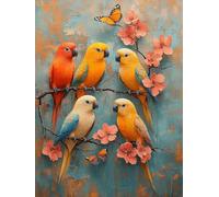 5D Diamond Art Kits Adults Bird Diamond Painting, DIY Paint by Numbers Flower, Cross Stitch Kits for Adults, Full Drill Crystal Art Mosaic Picture, Painting for Home Wall Decor Gifts 16x20in zyf-1620