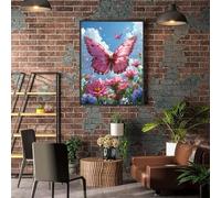 5D Diamond Art Kits Adults Butterfly Diamond Painting, DIY Paint by Numbers Flower, Cross Stitch Kits for Adults, Full Drill Crystal Art Mosaic Picture, Painting for Room Decor Gifts 20x26 in A-4223
