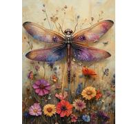 5D Diamond Art Kits Adults Dragonfly Diamond Painting, DIY Paint by Numbers Flower, Cross Stitch Kits for Adults, Full Drill Crystal Art Mosaic Picture, Painting for Room Decor Gifts 8x12in zyf-2788
