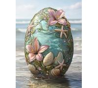 5D Diamond Art Kits Adults Easter Egg Diamond Painting, DIY Paint by Numbers Flower, Cross Stitch Kits for Adults, Full Drill Crystal Art Mosaic Picture, Painting for Room Decor Gifts 24x32in zyf-6780