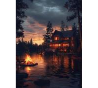 5D Diamond Art Kits Adults Houses Diamond Painting, DIY Paint by Numbers River, Cross Stitch Kits for Adults, Full Drill Crystal Art Mosaic Picture, Painting for Home Wall Decor Gifts 24x28 in E-1368