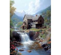 5D Diamond Art Kits Adults Houses Diamond Painting, DIY Paint by Numbers River, Cross Stitch Kits for Adults, Full Drill Crystal Art Mosaic Picture, Painting for Home Wall Decor Gifts 8x12in zyf-9722