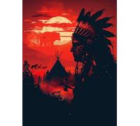 5D Diamond Art Kits Adults Indians Diamond Painting, DIY Paint by Numbers Sunset, Cross Stitch Kits for Adults, Full Drill Crystal Art Mosaic Picture, Painting for Room Decor Gifts 32x44 in A-3244