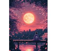 5D Diamond Art Kits Adults Japanese Women Diamond Painting, DIY Paint by Numbers Moon, Cross Stitch Kits for Adults, Full Drill Crystal Art Mosaic Picture, Room Decor, Gifts for Women 36x48in zyf-5105