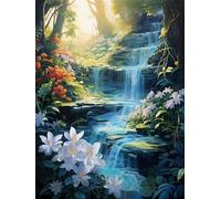 5D Diamond Art Kits Adults Large 60 x 80 cm, DIY Diamond Painting Waterfall Full Drill Flowers Dimond Arts Craft Gem Art Paintings for Home Decoration 24 x 32 Inch -YZ1413