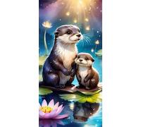 5D Diamond Art Kits Adults, Large Diamond Painting Kits, DIY Round Full Drill Crystal Rhinestone Cross Stitch Embroidery Gem Art Craft for Home Wall Decor Brown Water Sloth 80x160cm, P9765