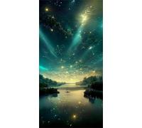 5D Diamond Art Kits Adults, Large Diamond Painting Kits, DIY Square Full Drill Crystal Rhinestone Cross Stitch Embroidery Gem Art Craft for Home Wall Decor Green Sky 70x140cm, P9993