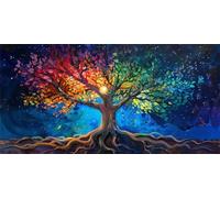 5D Diamond Art Kits Adults, Large Diamond Painting Kits, DIY Square Full Drill Crystal Rhinestone Cross Stitch Embroidery Gem Art Craft for Home Wall Decor Colorful Tree 80x160cm, P4333