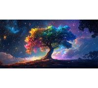 5D Diamond Art Kits Adults, Large Diamond Painting Kits, DIY Square Full Drill Crystal Rhinestone Cross Stitch Embroidery Gem Art Craft for Home Wall Decor Colorful Tree 30x60cm, P3461